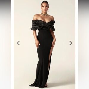 Elegant Ruffle Off-Shoulder Evening Gown
